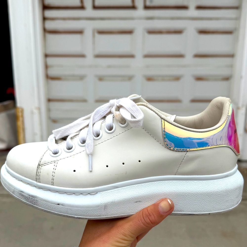 Alexander McQueen White Sneakers with Iridescent Detail
